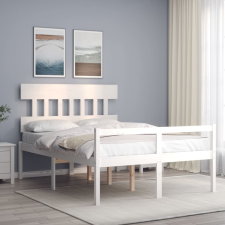 vidaXL fehér tömör fa ágykeret fejtámlával 140 x 200 cm ágy és ágykellék