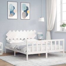 vidaXL fehér tömör fa ágykeret fejtámlával 160 x 200 cm ágy és ágykellék