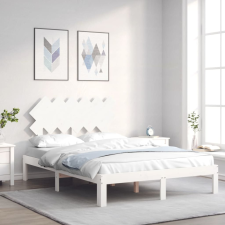vidaXL fehér tömör fa ágykeret fejtámlával 4FT6 Double ágy és ágykellék