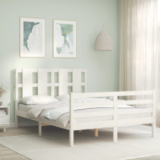 vidaXL fehér tömör fa ágykeret fejtámlával 4FT Small Double ágy és ágykellék