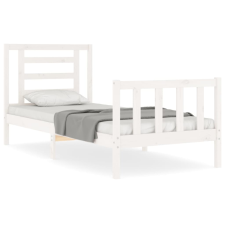 vidaXL fehér tömör fa ágykeret fejtámlával 90 x 200 cm (3192867) ágy és ágykellék