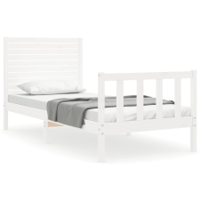 vidaXL fehér tömör fa ágykeret fejtámlával 90 x 200 cm (3193192) ágy és ágykellék