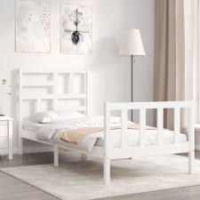 vidaXL fehér tömör fa ágykeret fejtámlával Small Single ágy és ágykellék