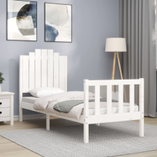 vidaXL fehér tömör fa ágykeret fejtámlával Small Single ágy és ágykellék