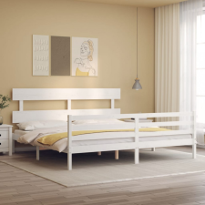 vidaXL fehér tömör fa ágykeret fejtámlával Super King Size ágy és ágykellék