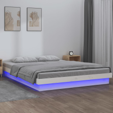 vidaXL fehér tömör fa ágykeret LED-ekkel 140 x 190 cm ágy és ágykellék