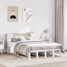vidaXL fehér tömör fa könyvespolcos ágy matrac nélkül 120 x 200 cm ágy és ágykellék