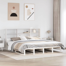 vidaXL fehér tömör fa könyvespolcos ágy matrac nélkül 180 x 200 cm ágy és ágykellék