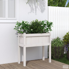 vidaXL Fehér tömör fenyő kerti virágláda 70 x 31 x 70 cm kerti tárolás