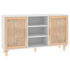 vidaXL fehér tömör fenyő/természetes rattan tálalószekrény 105x30x60cm (345639) bútor