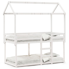 vidaXL fehér tömör fenyőfa ágy emelettel és tetővel 75 x 190 cm ágy és ágykellék