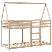 vidaXL fehér tömör fenyőfa ágy emelettel és tetővel 90 x 190 cm ágy és ágykellék