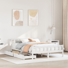 vidaXL fehér tömör fenyőfa ágy matrac nélkül 150 x 200 cm ágy és ágykellék