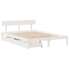 vidaXL fehér tömör fenyőfa ágy matrac nélkül 160 x 200 cm ágy és ágykellék