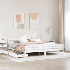 vidaXL fehér tömör fenyőfa ágy matrac nélkül 200 x 200 cm ágy és ágykellék