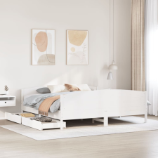 vidaXL fehér tömör fenyőfa ágy matrac nélkül 200 x 200 cm ágy és ágykellék