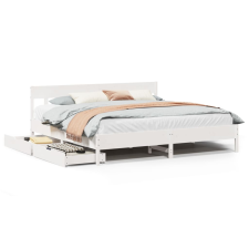 vidaXL fehér tömör fenyőfa ágy matrac nélkül 200 x 200 cm (3301855) ágy és ágykellék