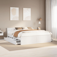 vidaXL fehér tömör fenyőfa ágy matrac nélkül fejtámlával 180 x 200 cm ágy és ágykellék