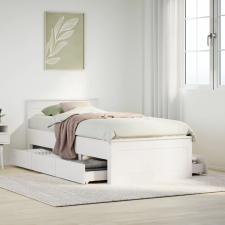 vidaXL fehér tömör fenyőfa ágy matrac nélkül fejtámlával 90 x 200 cm ágy és ágykellék