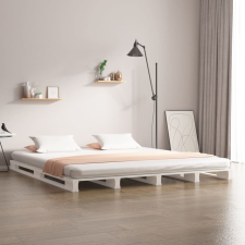 vidaXL fehér tömör fenyőfa ágykeret 135 x 190 cm (4FT6 Double) ágy és ágykellék