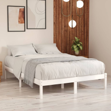 vidaXL fehér tömör fenyőfa ágykeret 135 x 190 cm (UK double) ágy és ágykellék