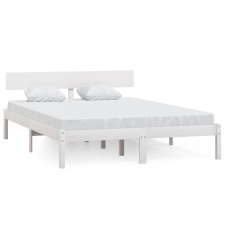 vidaXL fehér tömör fenyőfa ágykeret 135 x 190 cm (UK Double) (810123) ágy és ágykellék
