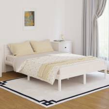 vidaXL Fehér tömör fenyőfa ágykeret 140 x 200 cm ágy és ágykellék