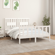 vidaXL fehér tömör fenyőfa ágykeret fejtámlával 120 x 200 cm ágy és ágykellék
