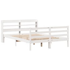 vidaXL fehér tömör fenyőfa ágykeret fejtámlával 160 x 200 cm (3306650) ágy és ágykellék