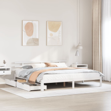 vidaXL fehér tömör fenyőfa ágykeret fiókkal 180 x 200 cm ágy és ágykellék