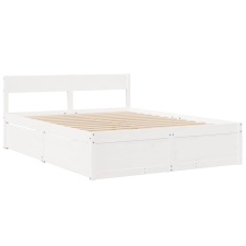 vidaXL fehér tömör fenyőfa ágykeret fiókokkal 150 x 200 cm ágy és ágykellék