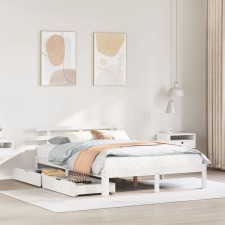 vidaXL fehér tömör fenyőfa ágykeret fiókokkal 160 x 200 cm ágy és ágykellék