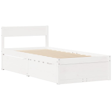 vidaXL fehér tömör fenyőfa ágykeret fiókokkal 75 x 190 cm ágy és ágykellék