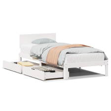 vidaXL fehér tömör fenyőfa ágykeret fiókokkal 75 x 190 cm (3301969) ágy és ágykellék