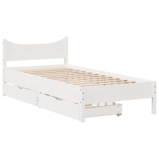 vidaXL fehér tömör fenyőfa ágykeret fiókokkal 90 x 190 cm (3301927) ágy és ágykellék