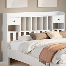 vidaXL fehér tömör fenyőfa fejtámla tárolóval 140 cm ágy és ágykellék