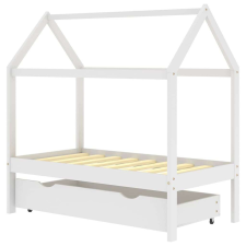 vidaXL fehér tömör fenyőfa gyerekágykeret fiókkal 70 x 140 cm gyermekbútor