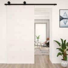 vidaXL fehér tömör fenyőfa istálló stílusú ajtó100x1,8x214 cm építőanyag