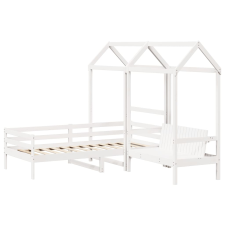 vidaXL fehér tömör fenyőfa kanapéágy és pad tetővel 90 x 190 cm ágy és ágykellék