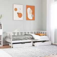 vidaXL fehér tömör fenyőfa kanapéágy fiókkal 90 x 190 cm ágy és ágykellék