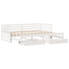 vidaXL fehér tömör fenyőfa kanapéágy fiókokkal 90 x 200 cm (3302196) ágy és ágykellék