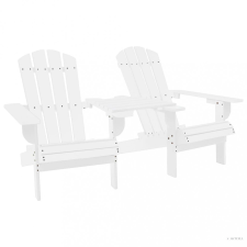 vidaXL fehér tömör fenyőfa kerti Adirondack székek teázóasztallal kerti bútor