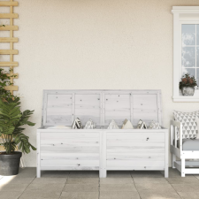 vidaXL fehér tömör fenyőfa kerti tárolóláda 150x50x56,5 cm kerti tárolás