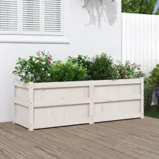  vidaXL fehér tömör fenyőfa kerti virágláda 150x50x50 cm kerti tárolás
