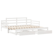 vidaXL fehér tömör fenyőfa kihúzható kanapéágy fiókkal 80x200 cm (3302240) ágy és ágykellék