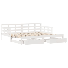 vidaXL fehér tömör fenyőfa kihúzható kanapéágy fiókkal 80x200 cm (3302258) ágy és ágykellék