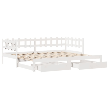 vidaXL fehér tömör fenyőfa kihúzható kanapéágy fiókkal 90x190 cm (3302254) ágy és ágykellék