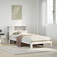vidaXL fehér tömör fenyőfa könyvespolcos ágy matrac nélkül 100x200 cm ágy és ágykellék