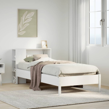 vidaXL fehér tömör fenyőfa könyvespolcos ágy matrac nélkül 100x200 cm ágy és ágykellék