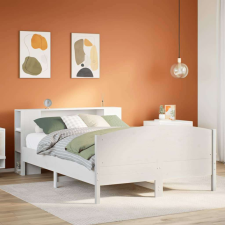 vidaXL fehér tömör fenyőfa könyvespolcos ágy matrac nélkül 120x190 cm ágy és ágykellék